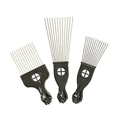 3 Pcs Metal Hair Pick Combs Afro Pick Comb Wide Tooth Hair Pick Comb Salon Us... • $13.64