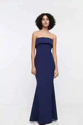 Coast Navy Blue Bandeau /  Off Shoulder Fishtail Mermaid Maxi Dress 12 Bnwt £149 • £55