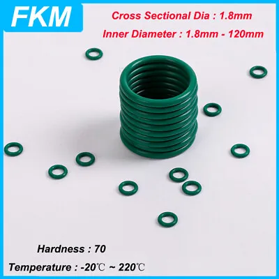 Green O Ring Metric FKM Fluoro Rubber Orings THK 1.8mm Resistant Oil Seal Gasket • £2.03