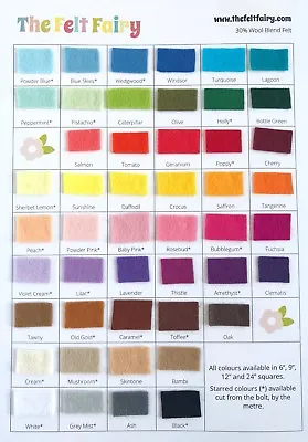 £1.20 • Buy Shade Card - 30% Wool Blend Felt - Help To Choose Your Colours!