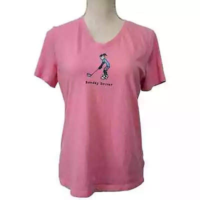 Life Is Good Women's Sunday Driver Pink Short Sleeve T-Shirt S • £16.39