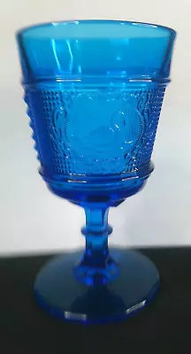 Swan Blue Glass Goblet USA C 1882 Footed EAPG VGCD • $48