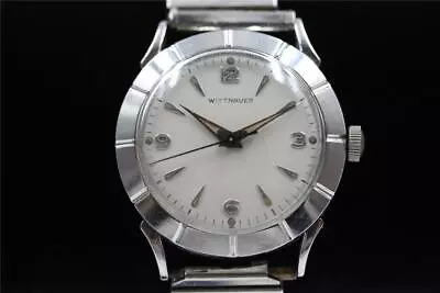 Vintage Wittnauer 17j 11esb Stainless Steel Fancy Bezel Mens Midsize Wristwatch • $74.99