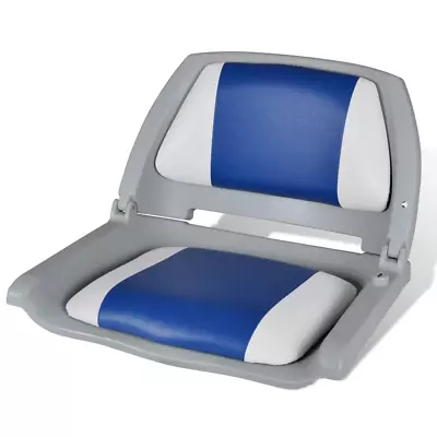 Boat Seat Foldable Backrest With Blue-White Pillow 41 X 51 X 48 Cm • £119.53