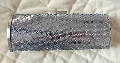 REACTION KENNETH COLE Silver Sequin Evening Clutch Bag • $0.99