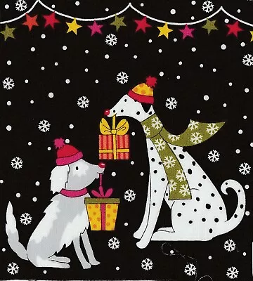 Fabric Picture Panel Christmas Dalmatian Dog Humour  13 X 15cm Quilting Block • £1.55