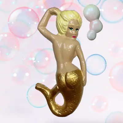 Chalkware Mermaid With Bubbles - MCM Bathroom Decor • $45