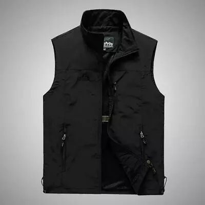 Mens With Pockets Zipper Vest Men Casual Sleeveless Sport Tops Mesh Lining • $19.99