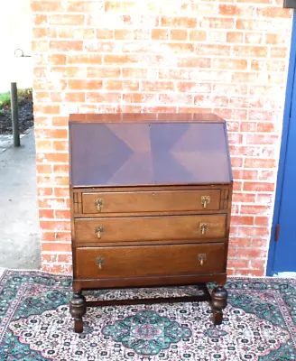 English Antique Oak Jacobean Front Drop Desk • $1400