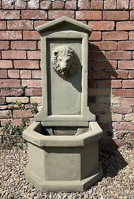 Large Stone Lions Wall Water Fountain Feature Garden Ornament • £465