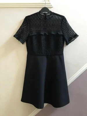 £5.95 • Buy Zara Ladies Black Ss Lace Top Dress Size Small, 10 Uk