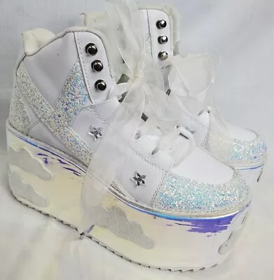 Yru Shoes Size 10/41/27 QOZMO SKY SKY White Slayr Hi Platform Sneaker Clouds  • £123.51