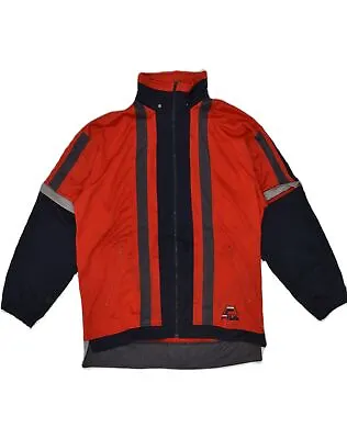 FILA Mens Graphic Tracksuit Top Jacket Medium Red Colourblock Polyester AB76 • $16.96