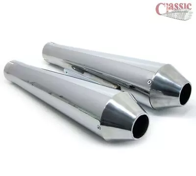 Alloy End Megaphone Silencers 50mm Inlet UK Made BSA Triumph Motorcycles • £129.95