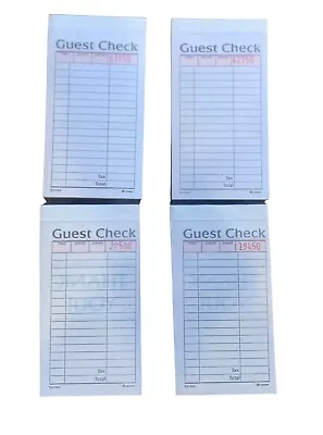 Restaurant Guest Check 4 Books 2-Part Carbonless - 4 Books Of 50  (200 Total) • $11.75