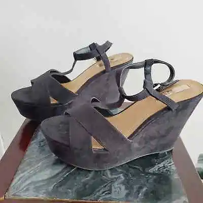 $12.99 • Buy Zara Trafaluc NEW Black Faux Suede Wedge Strappy Sandals Womens Size EUR 40 US 9