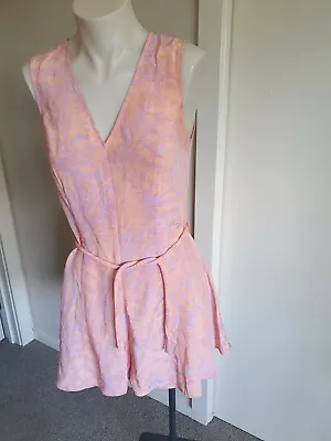 Zimmermann Silk Playsuit Jumpsuit Romper  sleeveless Peach Apricot Size 0 XS Tie • $100