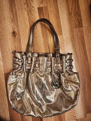 Michael Kors Edie Gold Handbag Python Print Authentic Over The Shoulder Purse • $37.99
