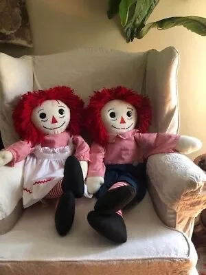 Vintage Handmade  Almost Life Size / Raggedy Ann & Andy Dolls W/Custom Clothing • $55