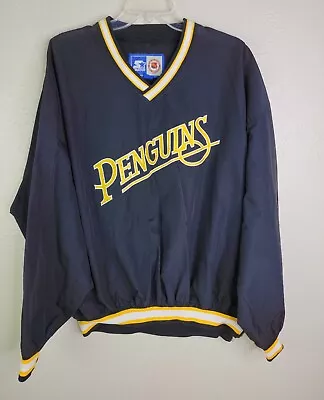 VTG Starter Penguins NHL 100% Poly Mens XL Pullover Windbreaker Pockets Jacket • $52.20