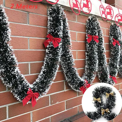 $7.69 • Buy Christmas Garland Bowknot Xmas Tree Wreath Indoor Outdoor Hanging Decoration'