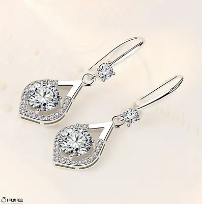 £4.99 • Buy 925 Sterling Silver Clear White Sparkling Diamond Cut Water Drop Stud Earrings