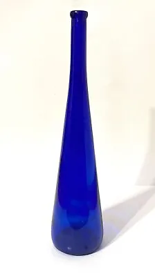 Cobalt Glass Bottle Imported Italian Vetri Speciali Acqua Della Madonna 18.75” • $24