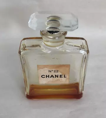 Vintage CHANEL No 22 Perfume 1 Fl Oz  Beautiful Stopper Rasied Lettering Bottle • $129.99