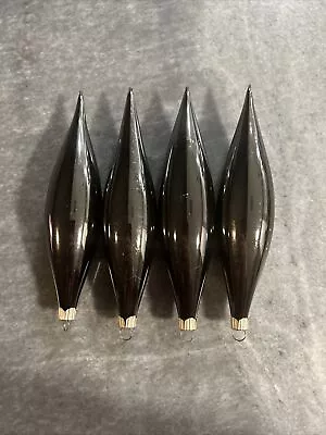 Christmas Ornaments Black Long Fluted Ornaments Set Of 4 Marked MSE • $10.04