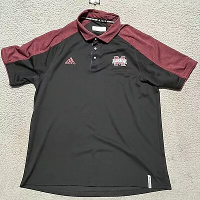 Mississippi State Bulldogs Shirt Mens XL Maroon Adidas Polo Short Sleeve Golf • $29.99
