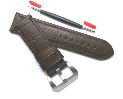 24mm Brown Croco Embossed Leather Replacement Watch Band - Invicta Lupah 24 Lug • $11.88