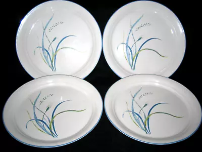 4 CORELLE COASTAL BREEZE Dinner Plates 10 1/4  Sandstone Blue & Green Flower • $25.99