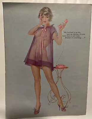 Vargas Girl Pin-up Playboy March 1962 Wearing See-thru Nightie Original Print • $18.95