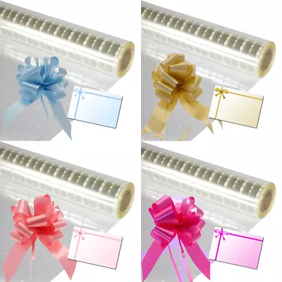 £0.99 • Buy White Dot Cellophane Hamper Gift Wrap Birthday Easter + Pull Bow & Bow Card