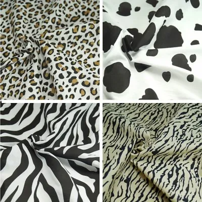 Polycotton Fabric Animal Print Tiger Zebra Leopard & Cow • £4.80