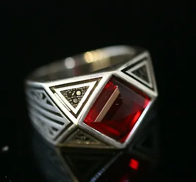 Ruby Men's Ring 925 Sterling Silver Handmade Statement Mens Ring Size 7-12 • $43