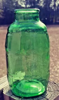 Vintage Green Mickeys Grenade Barrel Glass Beer Bottle Wide Mouth • $6.29
