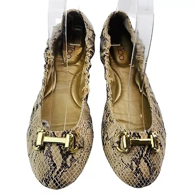 Me Too Womens Aaron Faux Snakeskin Slip On Flats Shoes. Horsebit Size 7.5 Wide • $16.50