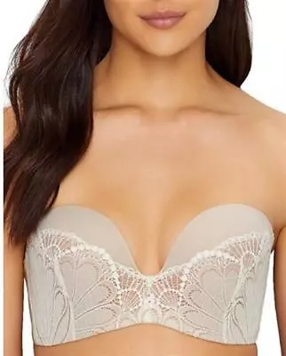 NWOT Wonderbra 34E Ivory Refined Glamour Push-Up Strapless Bra WB031U 100358 • £33.77