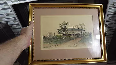 G. Mercier Signed Etching Tinted Home Of Henry W Longfellow 13 X 16 • $103.75