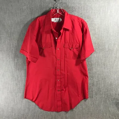 H Bar C Short Sleeve Pearl Snap Shirt Men's L 16.5 Red • $13.81