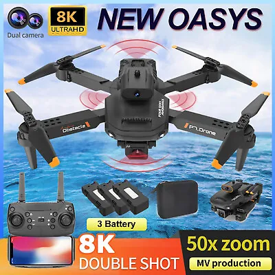 Drones With HD Camera 8K GPS Professional 3xBattery WIFI FPV Quadcopter Foldable • £25.99