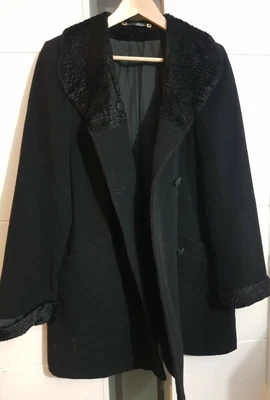 £9.99 • Buy  Ladies Vintage Canda C&A Black Swing Coat Size 12 - 14 🌻 