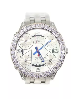 Jacob & Co 5 Time Zone 10CTW Diamond Stainless Steel Watch • £7916