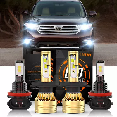 For Toyota Highlander 2008-2010 Bright LED Headlight + Fog Light Bulbs Combo Kit • $35.99