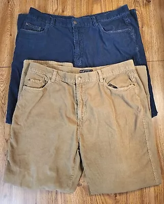 Lot Of 2 U.S. Expedition Mens Corduroy Pants Beige Tan Blue Color 38x32 • $38.99