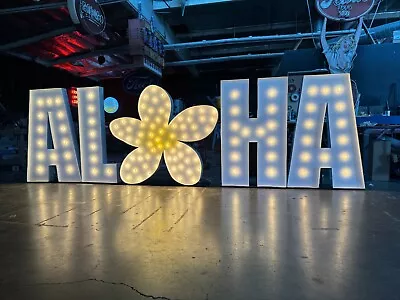 ALOHA Marquee Sign | Large Light Up Flower Plumeria | Large Marquee Letters 5ft  • $395