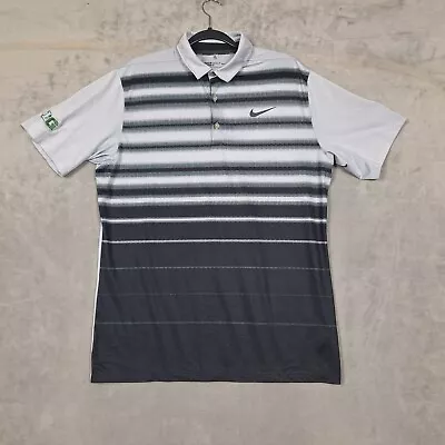 Michigan State Mens Large Golf Polo Shirt Nike Striped Spartans Gray Black B1G • $20