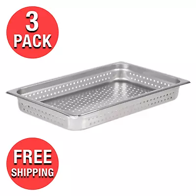 (3-Pack) Full-Size 2.5  Perforated NSF Stainless Steel Steam Table Hotel Pan NEW • $68.07