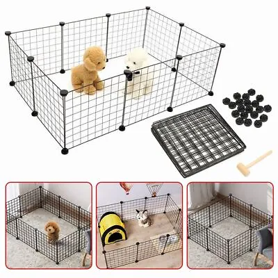 Dog Pet Pen 16Panel Puppy Rabbit Metal Playpen Run Cage Foldable Fence Enclosure • £18.99